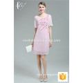 Guangzhou Factory alta qualidade bebê rosa gordo mulheres vestido casual abaixo do joelho